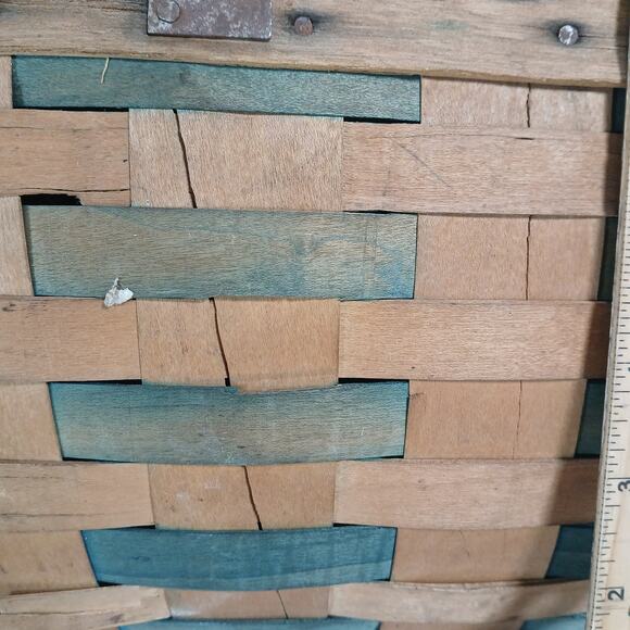 Rustic Picnic 2 Handle Gathering Basket 18x12" Woven Slat Wood Country Farmhouse - Picture 8 of 9